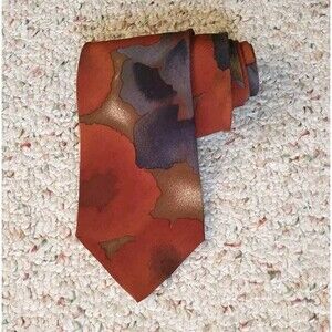 HUGO BOSS Necktie Tie Multicolor Abstract 100%Silk Short Italy Art ToWear 3.5x54
